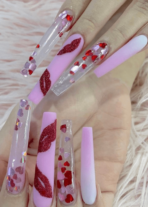 Valentine’s day is all about love so here are some amazing nail designs you will love #valentinesdaynails #valentinesdaynailsacrylic #nails #beauty #valentinesdaynailsacryliclong