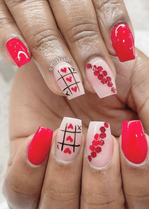 Beautiful Valentine’s day nail designs that you will want to try for yourself this year. #valentinesdaynails #valentinesdaynailsacrylic #nails #beauty #valentinesdaynailsacryliclong