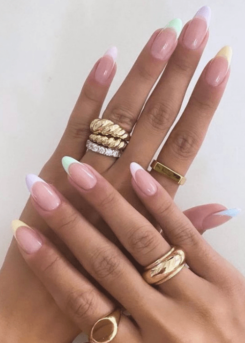 Multicolored pastel french tips