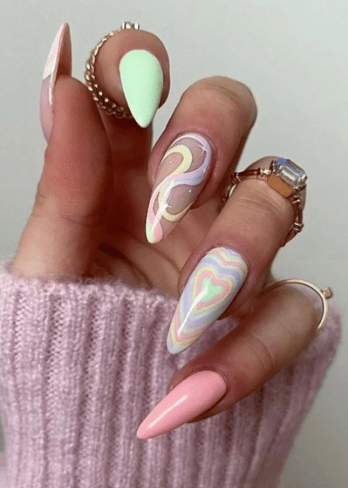 A pretty pastel spring nail design