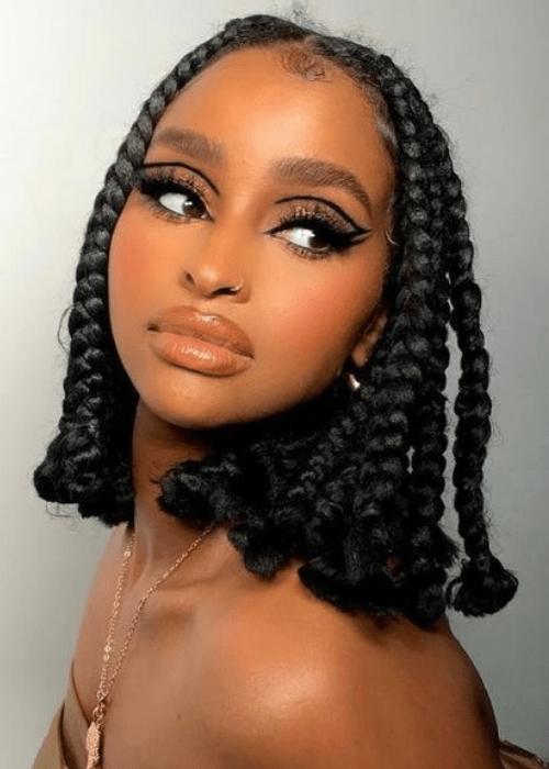 Short box braids with puffy ends