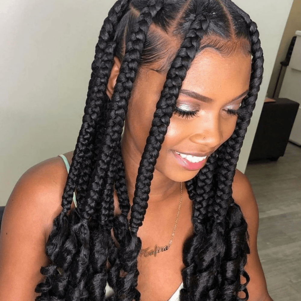 african hair braiding jumbo box braids with triangle parts