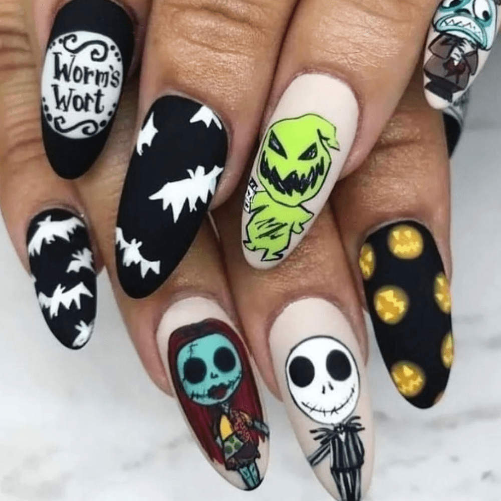 The night before christmas halloween nail design