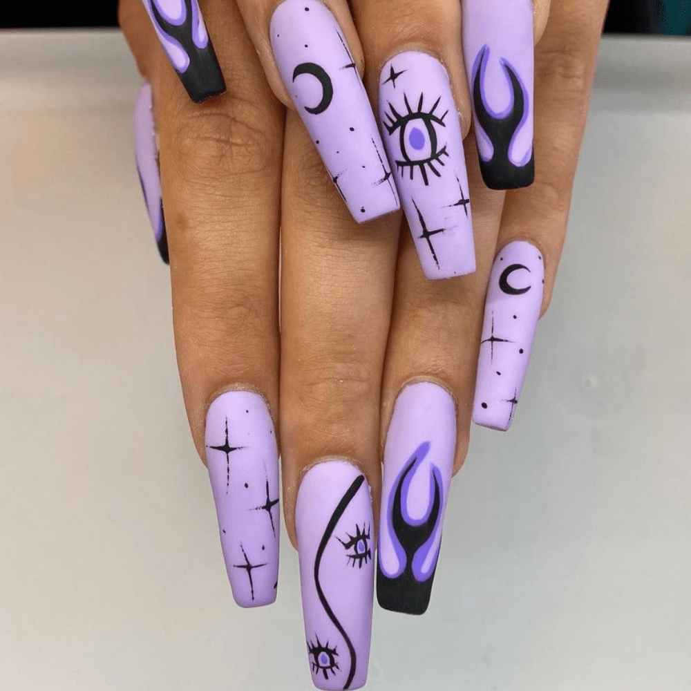 Purple halloween nail design