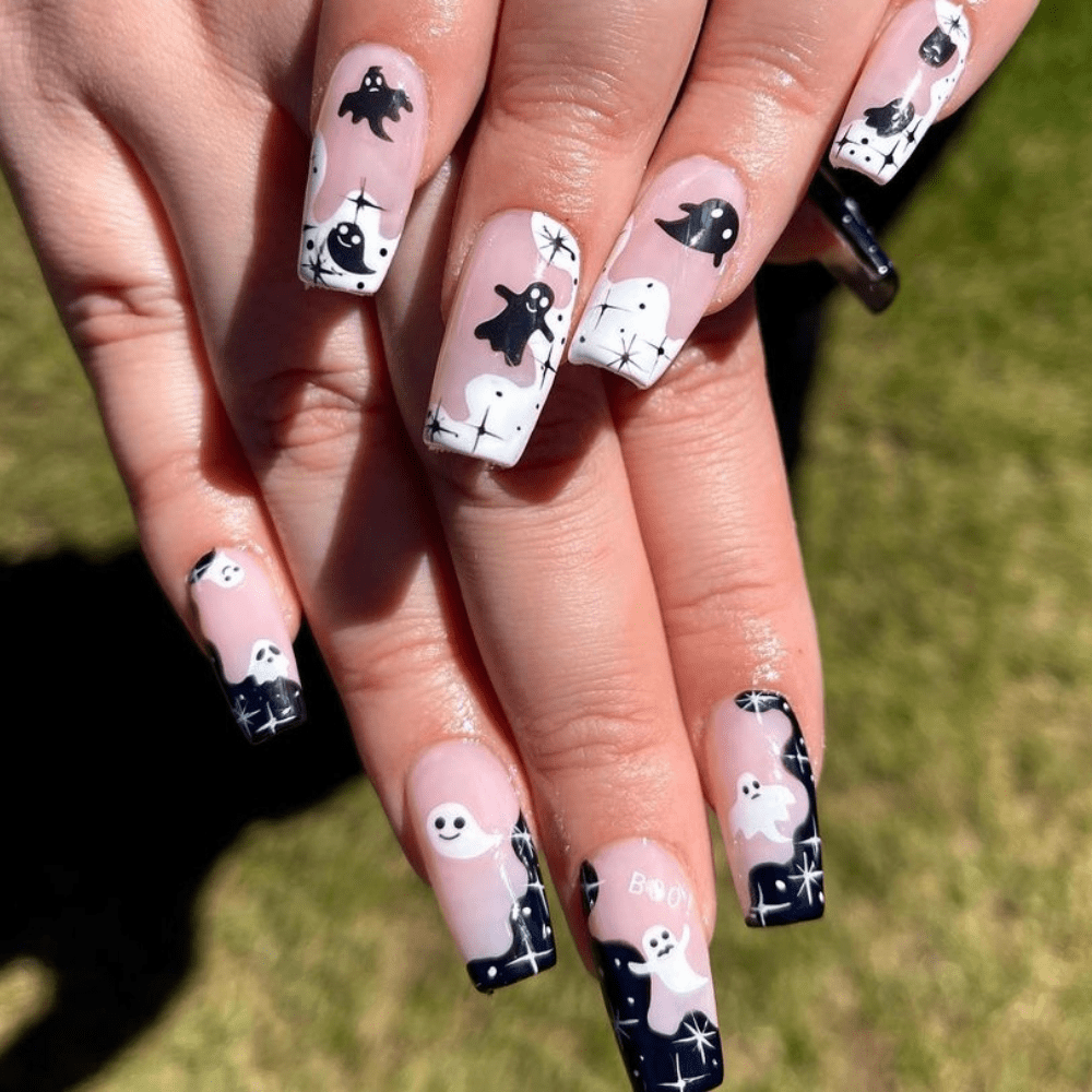 Nail design with ghosts