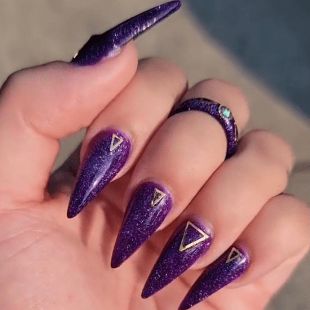 Purple polygel nail design