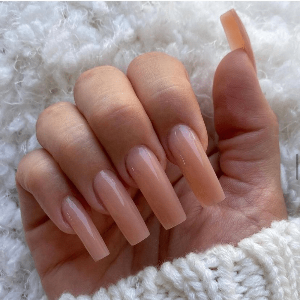 Long nude polygel nails