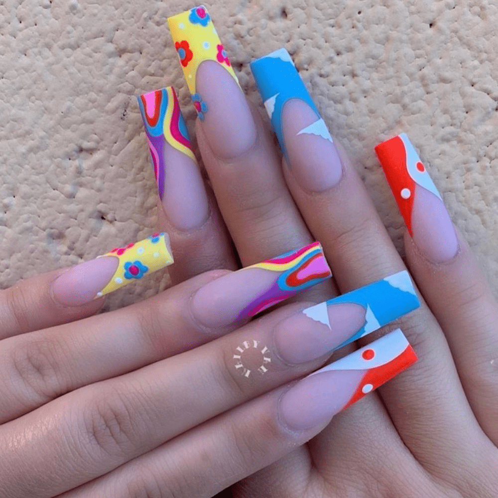 A colorful nail design