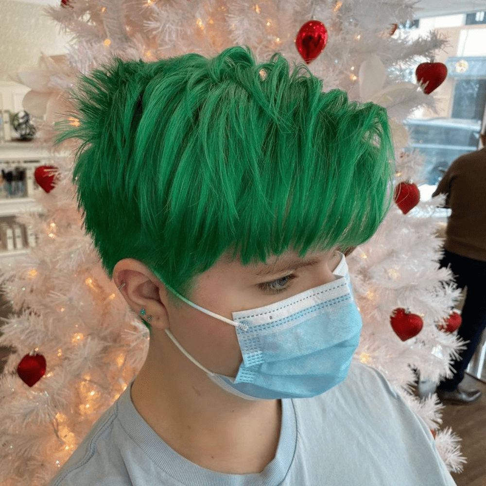 Green short haircut