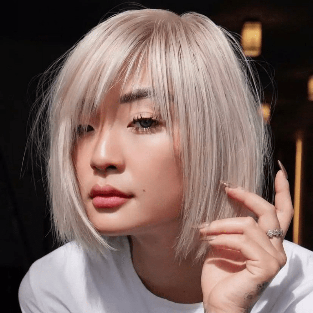 A light blonde bob