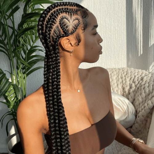 Long Stitch Braids and a Braided Heart - Back-to-school hairstyle