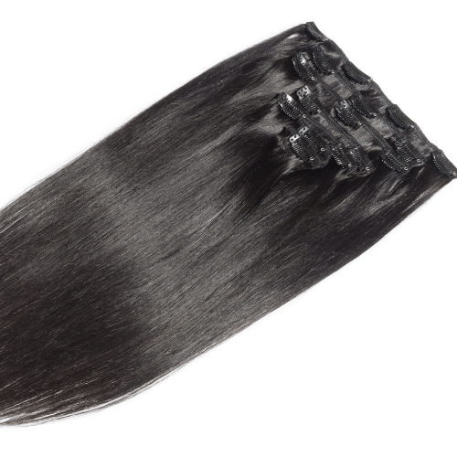 Black clip-in extensions